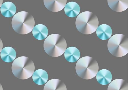 Abstract seamless pattern of circular conical gradients. Blue, gray and silver metal pattern of rounded objects on a gray backgroundのイラスト素材