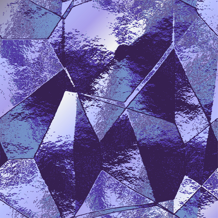 Abstract polygonal background resembling brushed folded metal foil. Blue and silver wrinkled cracked patternのイラスト素材