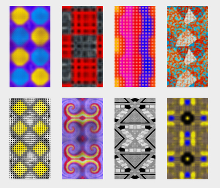 Set of retro seamless dotted patterns. Eight pattern with squares, spirals, dots, triangles, circles and stripesのイラスト素材