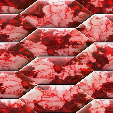 Abstract seamless pink, red and white marbled pattern with veined structure. Hexagonal relief pattern with mottled textureの写真素材