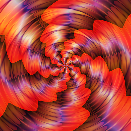 Abstract rotating background with rays and waves converging to one point. Red, yellow, orange and purple glowing background creating an illusion of movement. 3d renderingの写真素材