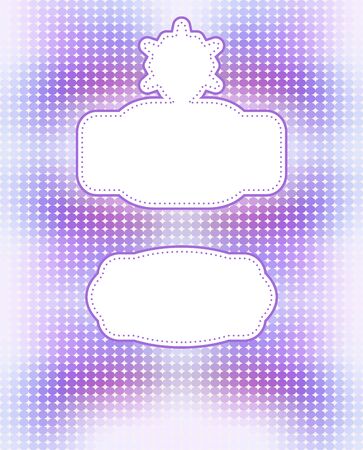 Design template of blue and purple ovals on a white background with frames. Simple retro dotted background with paper bannersのイラスト素材