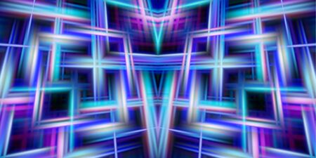 Abstract glowing background of intersecting lines. Blue, purple, pink and white pattern of laser beamsのイラスト素材
