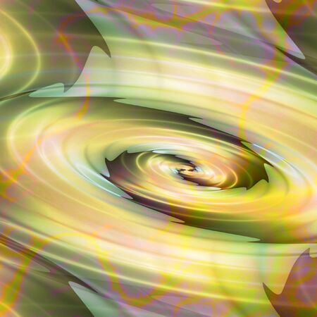 Abstract rotating background with spiral vortex creating an illusion of movement. Abstract yellow, pink, green and white swirling pattern. 3d illustrationの写真素材