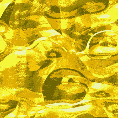 Abstract gold wavy pattern resembling molten metal. Gold, brown and white metal scratched textureのイラスト素材