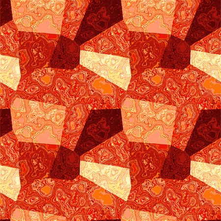 Marbled background of polygons. Red, pink and yellow veined marble textureのイラスト素材
