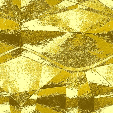 Abstract gold wavy pattern resembling brushed metal foil. Gold, brown and yellow metal scratched folded textureのイラスト素材