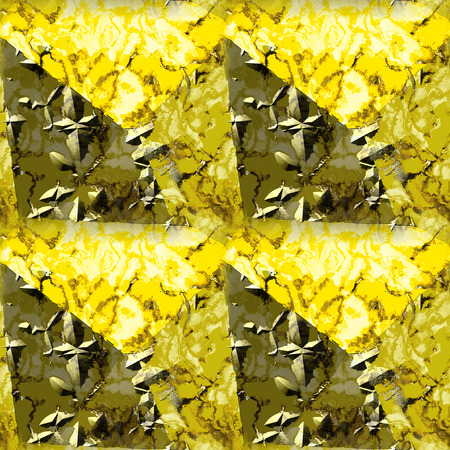 Abstract seamless grunge marble pattern with cracks and veins. Gold, yellow, brown and white relief marbled background. 3d illustrationの写真素材