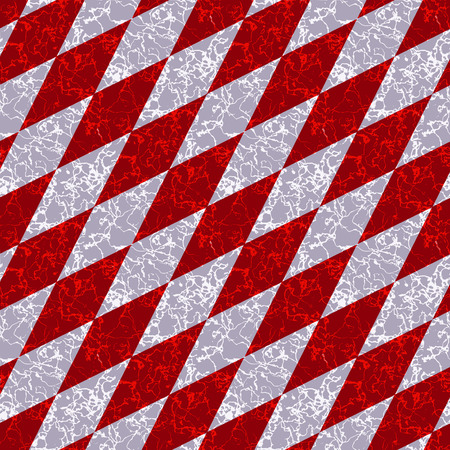 Abstract marbled diamond pattern with white and red veins. Red, gray and white marble pattern of beveled squaresのイラスト素材