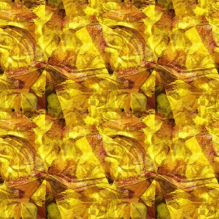 Abstract seamless metal wrinkled pattern with waves. Gold, orange and brown seamless pattern resembling molten metal. 3d renderingの写真素材