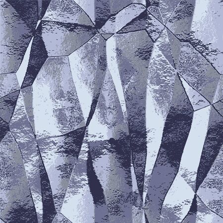 Abstract metal folded background of silver wrinkled foil. Silver, white and gray polygonal pattern resembling brushed metalのイラスト素材