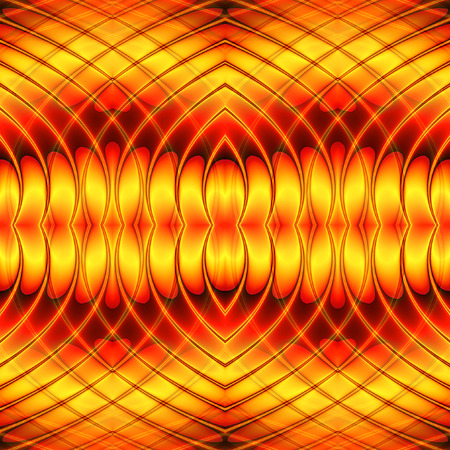 Abstract seamless wavy background with intertwined lines and hearts. Red and gold seamless pattern with oval shapes creating an illusion of movement. 3d renderingの写真素材