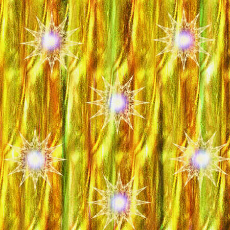 Christmas velvet background of folded fabric with stars. Gold, green and red ornate background. 3d rendering,の写真素材