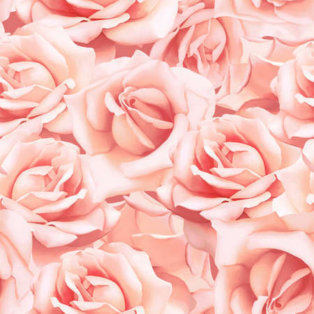 Seamless pattern of Hand drawn realistic rose. Watercolor background with garden flower. Botanical illustration with Blooming pink, white roseの写真素材