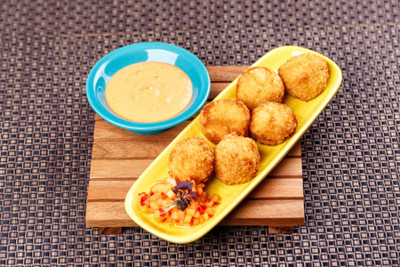 Deep Fried Cheese Balls with sause
