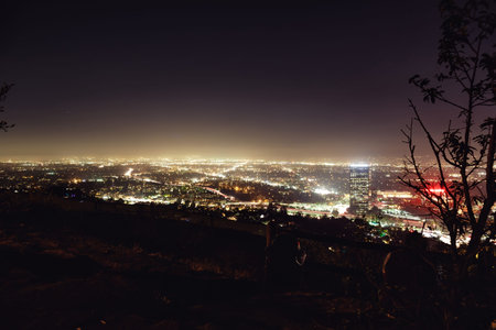 light of Los Angeles in the dark night from hilsの写真素材