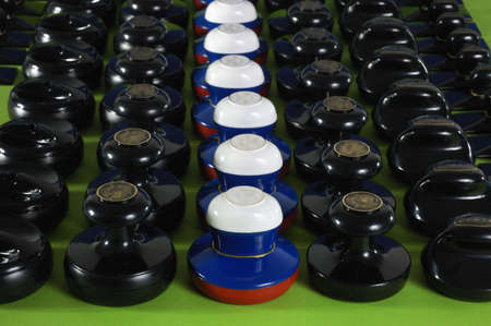 group of stamps on a green backgroundの写真素材