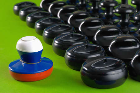 group of stamps on a green backgroundの写真素材