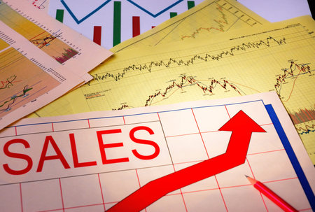 The financial analysis of growth of exchange sales on the basis of diagrammes and schedulesの写真素材