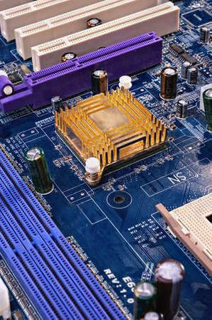 Electronic components on a printed circuit boardの写真素材