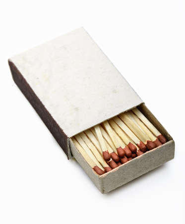 Box of matches on a light grey backgroundの写真素材