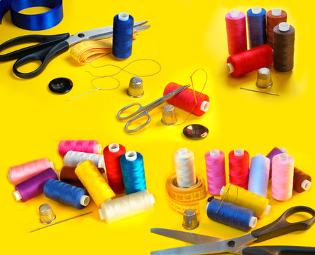 Image set  Sewing setsewing set in background yellow
