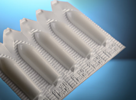 suppository in blister pack on dark blue a gradient a background