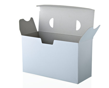 Open cardboard box on a white background