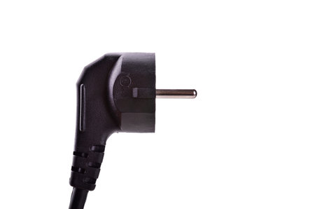 Electric cord plug on white background