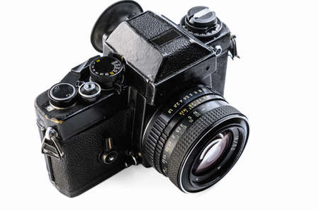 old reflex camera on a white backgroundの写真素材