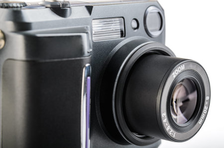 Compact digital camera in  white background