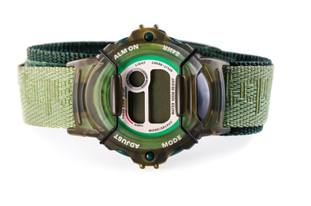 electronic wrist watch on a white background