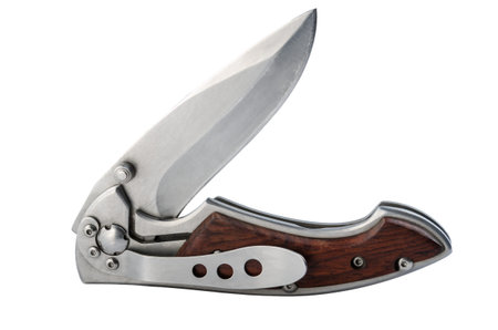 folding pocket knife on a white backgroundの写真素材