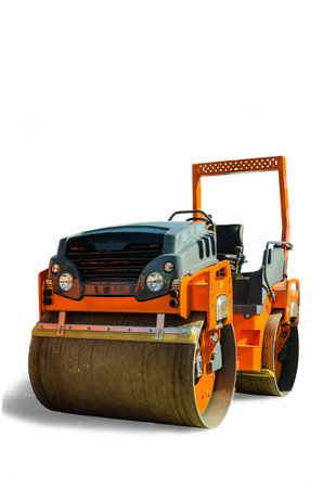 asphalt roller on white background