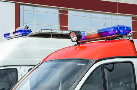 flasher on the roof of a specialized vehicle rescue services