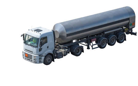 car with tank isolated on white background の写真素材