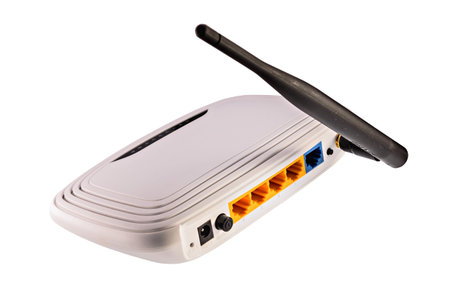Wi fi router isolated on white backgroundの写真素材