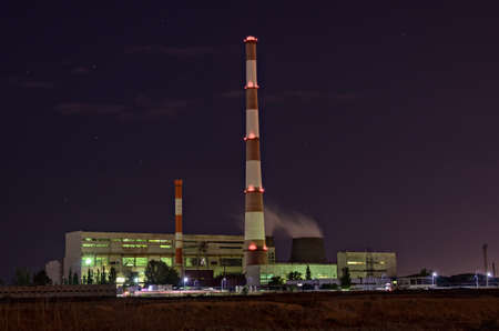 Industrial pipe with emission of a smoke (environmental problem)のeditorial素材