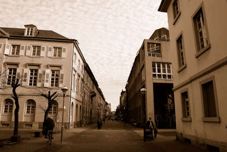 Karlsruhe street in sepia toneの写真素材