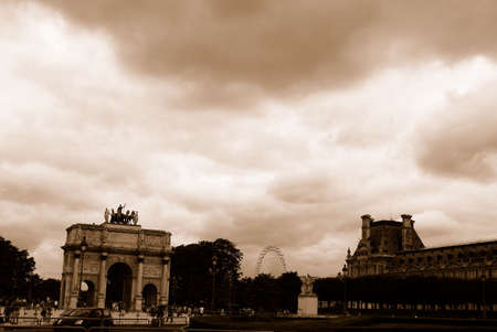 Paris city center in sepia colorの写真素材