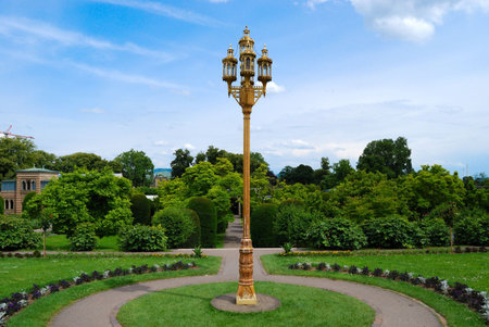 Ornate golden lantern in Stuttgart zoo