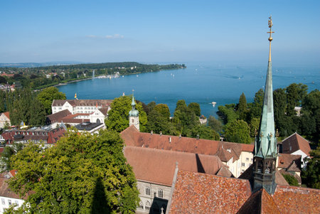 Costance church and the Boden lake, Germany - Switzerland