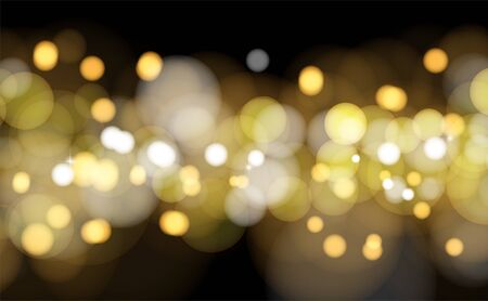 Vector background with golden bokeh,Yellow light bokeh on a black backgroundのイラスト素材