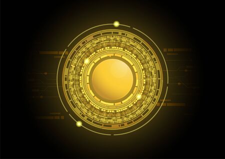 Abstract technology background Hi-tech ,Gold and black background ,Vector Illustration.のイラスト素材