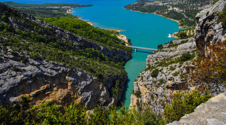 Gorges du Verdon and the artificial lake of Sainte-Croix, Provence-Alpes-C?te d'Azur, France.の写真素材