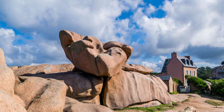 Magnificent pink granite coast, in the C?tes-d'Armor in Brittany, France.の写真素材