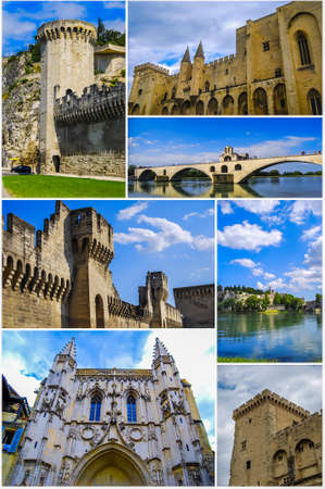 Different views in points of interest of the city of Avignon in France.のeditorial素材