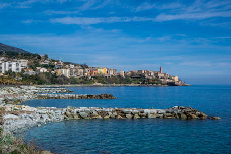 The town of Bastia with its citadel, its marina, on the shores of the Mediterranean. France.の写真素材