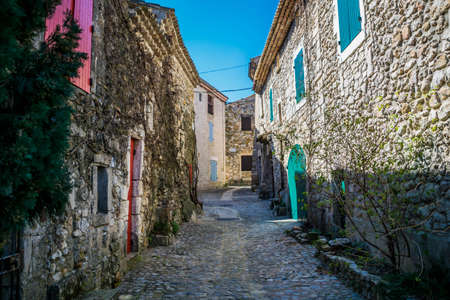 The medieval village of Aiguèze, along the canyon of the Ardèche in France.のeditorial素材
