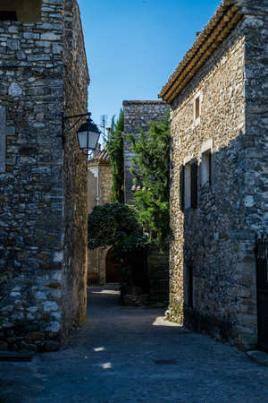 The medieval village of Aiguèze, along the canyon of the Ardèche in France.のeditorial素材